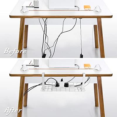 Yecaye No Drill Under Desk Cable Management Tray - Clamp Install Desk Cord  Organizer Rack - No Damage to Tables Cable Wire Management