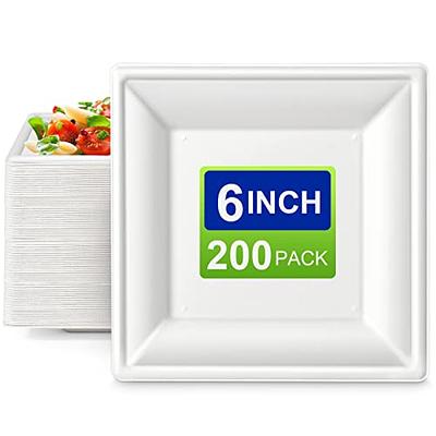 EcoAvance Square Paper Plates, 6 inch Small Paper Plates, 200 Pack