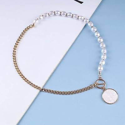 Boho Layered Toggle Clasp Pearl Chain Choker Necklace Set