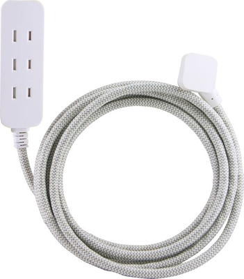 Cordinate Designer Extension Cord, 3-Outlet 10-Foot Cord, Black, 42024 