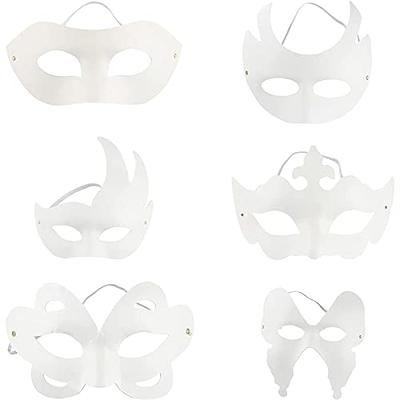 Blank Mardi Gras Paper Masks for Decorating, Masquerade Party (6 Designs,  12 Pack)