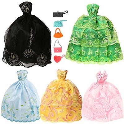 BARWA 46 Pack Doll Clothes and Accessories 15 Sets Doll Clothes 3 Wedding  Long Dresses 3 Fashion Dresses 4 Tops Pants 2 Bikini Swimsuits 1 Pool