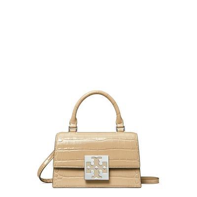 Tory Burch Robinson Colorblock Top Handle Leather Satchel In Cumin