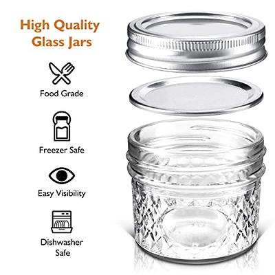 KAMOTA Mason Jars 8 oz With Regular Lids and Bands, Ideal for Jam