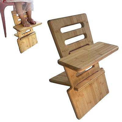 Children's Footrest, Natural Bamboo Height Adjustable Foot Stool