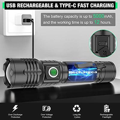 Led Flashlight, Xhp50 Usb Rechargeable Waterproof Outdoor Camping