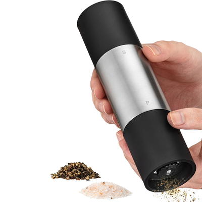 bonris Premium Salt and Pepper Grinder Set with Stand Stainless