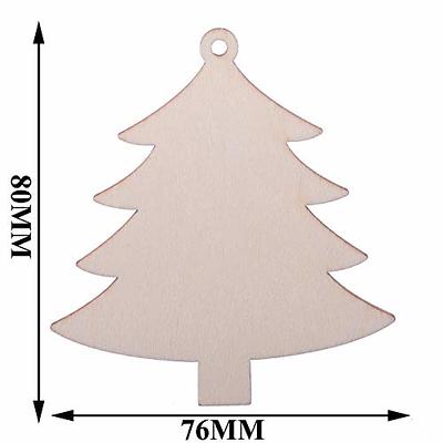 50pcs Wooden Christmas Tree Ornaments Mini Snowflake Tree Hanging