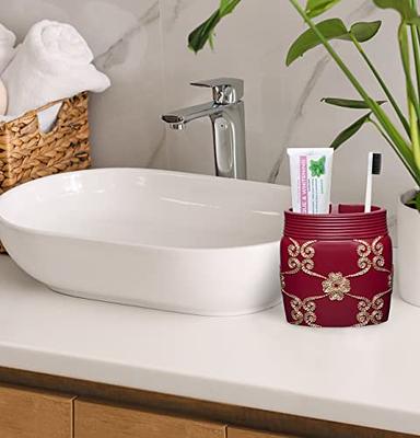 Zahari Home 4pc Elegant Rose Burgundy Bathroom Set Classic Bathroom Lotion  Dispenser, Tumbler, Toothbrush Case and Bar Soap Holder Modern Uunique  Design Burgundy Red Bathroom Accessories - Yahoo Shopping