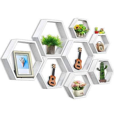 Maitys Hexagon Floating Shelves Set of 8 Farmhouse Honeycomb Wall Shelf  Wall Mounted Hanging Wood Storage Display Rustic Shelf Racks for Bathroom,  Kitchen, Bedroom, Living Room (Gray White) - Yahoo Shopping