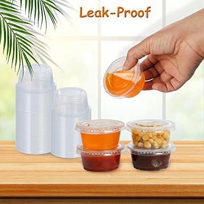 Condiment Cups Containers with Lids- 8 pk. 1.3 oz.Salad Dressing Container  to go Small Food Storage Containers with Lids- Sauce Cups Leak proof