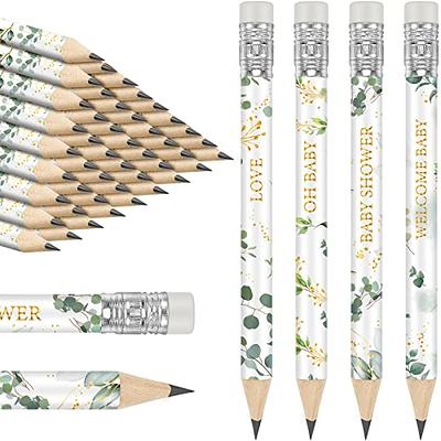  50 Pieces Half Pencils Baby Shower Pencils Sharpened Pencils  with Erasers Pencils for Baby Shower Presharpened Pencils Woodcase Pencils  for School Office Supplies, 4 Inch (Wood Color, Simple Style) : Office  Products