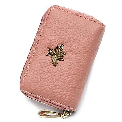 APHISON RFID Credit Card Holder Wallets for Women Leather Zipper Card Case for Ladies Keychain Wallet
