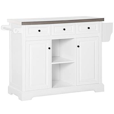 Westsky 43 in. Wide White Modern Mobile Kitchen Island Cart