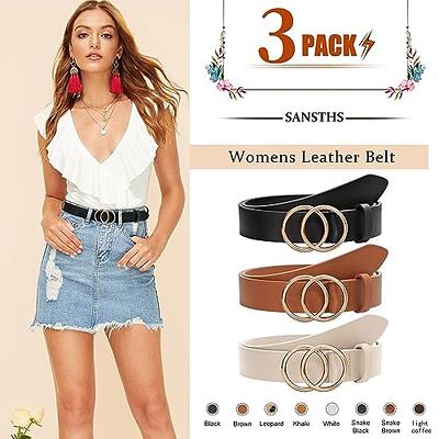 XZQTIVE Women Leather Belt No Pin Circle Buckle Fashion Waist Belt