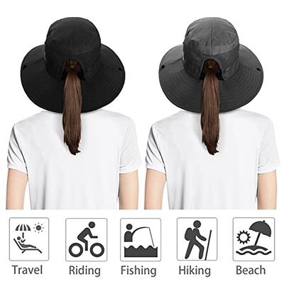 IYEBRAO 2 Pack Womens Ponytail Sun Hat UV Protection Bucket Hats