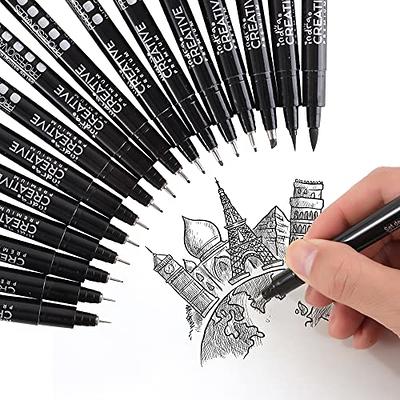 INDRA Micro Fineliner Drawing Art Pens, 16 Pack Black Micro Fine