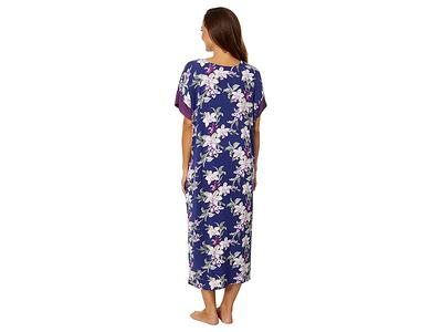 Tommy Bahama Short Sleeve Caftan (Navy Floral) Women's Pajama