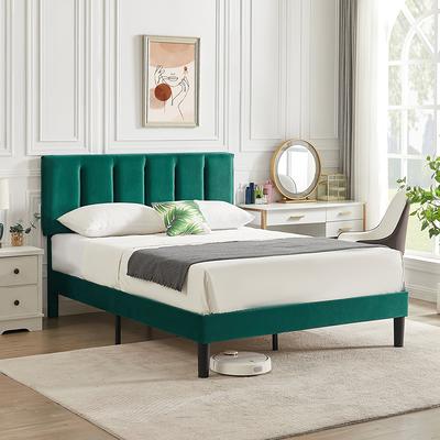 URTR 85 in. W Light Grey Queen Size Upholstered Platform Bed with