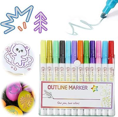 20 Pcs Shimmer Marker Set, 2024 Outline Marker Set, Glitter Gel