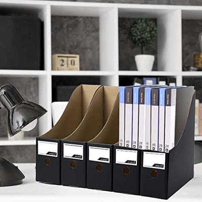 HUAPRINT Magazine File Holder(12 Pack,Black)-Folder Holder,Desk File Organizer,Document Holder Box,Magazine Storage Box,With Labels