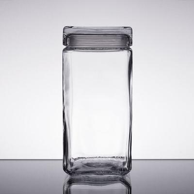 2 Quart Anchor Square Jar with Glass Lid | 4 Pack