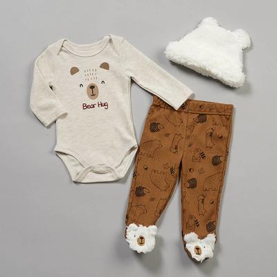 Carter's Just One You® Baby Boys' 3pc Bear Top & Bottom Set - Brown Newborn