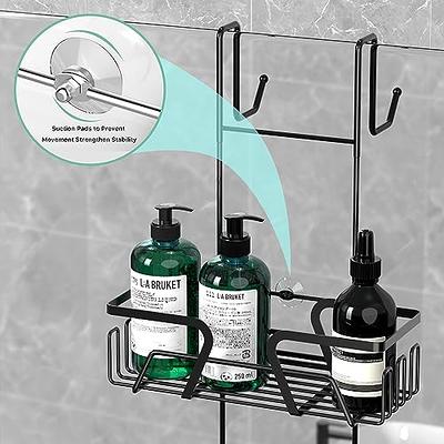 Oumilen Bathroom Shower Caddy Over The Door with Hook & Soap Box Black