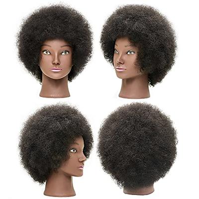 African Mannequin Training Head With Real Human Hair Manikin Cosmetology  Makeup Doll Heads And Stand For Practice Braid Styling