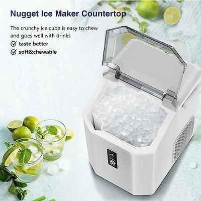 Nugget Countertop Sonic Ice Maker for Home Kitchen Office - Silonn Chewable  Pellet Ice Machine with Self-Cleaning Function, 33lbs/24H, Black
