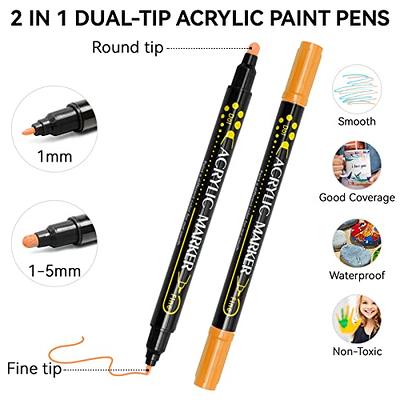 colpart Acrylic Paint Markers,24 Colors Dual Tip Acrylic Paint Pens Paint  Markers For Rock Painting Wood Canvas Plastic Metal And Stone, Acrylic Dot