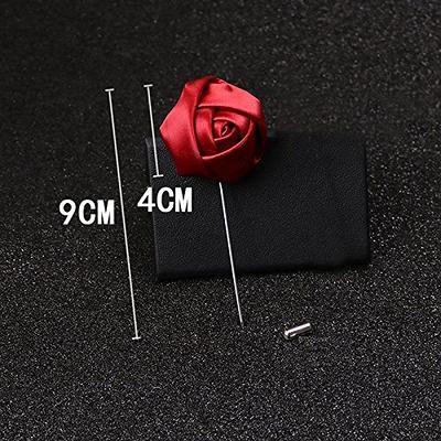 YYCRAFT 6 pcs Satin Rose Lapel Pins, Men's Flower Boutonniere Pins