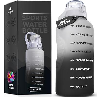 Motivational Water Bottle BPA Free 2.2L/64oz Jug with Straw and Time  Tracker Gym