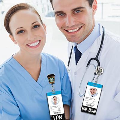 Plifal RN BSN Badge Buddy Card Nurse Nursing Accessories Glitter Purple  Horizontal Badge Identification Tags
