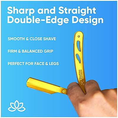 Utopia Care Professional Barber Straight Edge Razor Safety with 100-Pack  Derby Blades - 100 Percent Stainless Steel (Black)