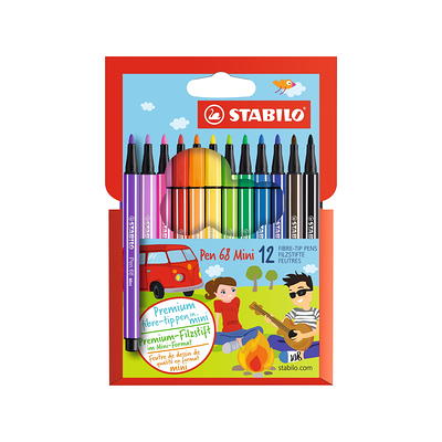 Premium Felt Tip Pen - STABILO Pen 68 - Wallet of 30 - Assorted colors incl  6 Neon