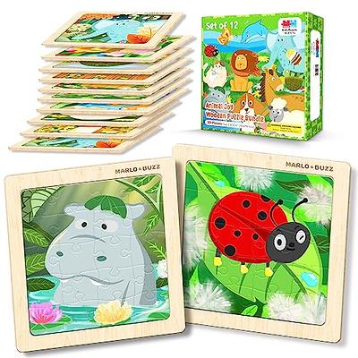 Wooden Jigsaw Puzzles Set for Kids Age 3-5 Year Old 20 Piece Animals  Colorful Wooden Puzzles for Toddler Children Learning 