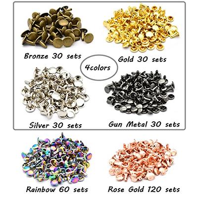 Rainbow Leather Rivets- 10mm Double Cap Rivet Rivets Kit for