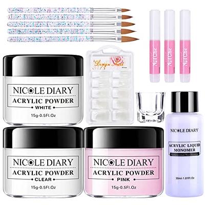 Saviland Acrylic Nail Kit - 3 Colors White/Pink/Clear Acrylic Powder and  Liquid Set with Mononer Acrylic Liquid, Acrylic Nail Brush for Nail  Extension for Beginners 