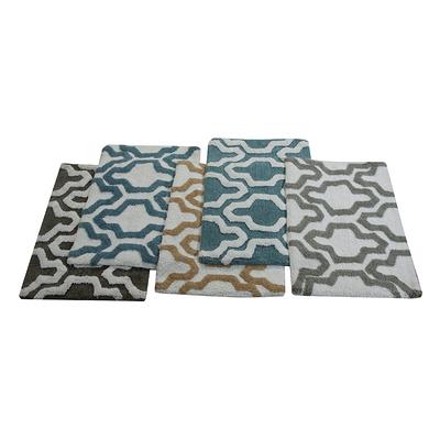 Saffron Fabs Bath Rug, Cotton, Non-Skid, Geometric, Machine