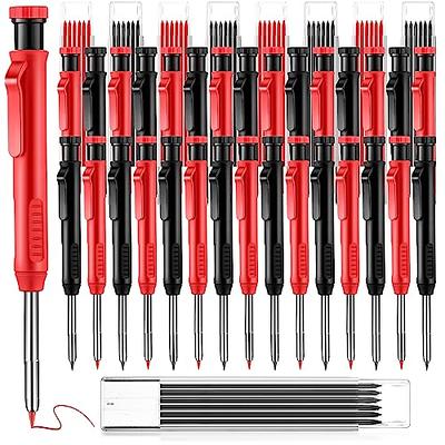 Hiboom 4 Pcs Mechanical Carpenter Pencils with 28 Pcs Refills, Deep Hole  Marker Set Built in Sharpener, Woodworking Scribe Tools for Construction