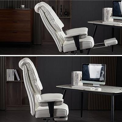 Excebet Big and Tall Office Chair 400lbs Wide Seat, Leather High Back  Executive Office Chair with Foot Rest, Ergonomic Office Chair Lumbar  Support for Lower Back Pain Relief (White) - Yahoo Shopping