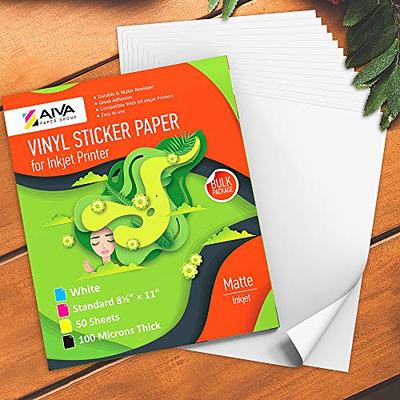 Printable Vinyl Sticker Paper for Inkjet Printer - Matte White - 15  Self-Adhesive Sheets - Waterproof Decal Paper - Standard Letter Size  8.5x11