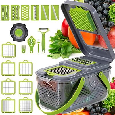 Vegetable Chopper 22 in 1 Multifunctional Food Chopper Grater Onion Dicer  Veggie Cutter with 13 Stainless Steel Blades Adjustable Fruit Slicer