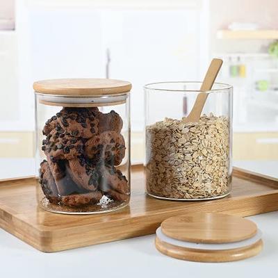 10 oz Premium Borosilicate Clear Glass Empty Jars with Bamboo Silicone Sealed Lid (2 Pack)