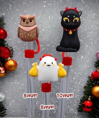 1-12pcs Straw Covers Christmas Limited Cute 3D Straw Toppers Stopper For  Straw