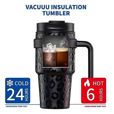 ALOUFEA 20 oz Insulated Coffee Mug Tumbler with Handle, Stainless Steel Travel  Mug Tumbler with Lid and Straw,Double Wall Vacuum Leak Proof Ice Coffee  Thermal Cup, Black Leopard - Yahoo Shopping