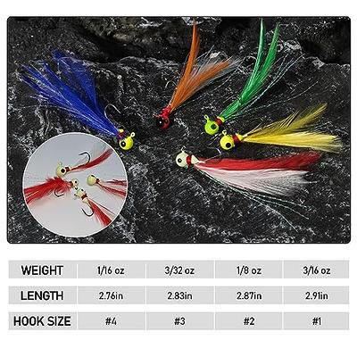 Dr.Fish 10 Pack Marabou Feather Jigs Fishing Jig Heads for Bass