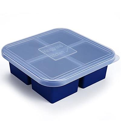 Silicone Freezing Tray with Lid,Soup Cube Tray,Silicone Freezer  Container,Freeze & Store Soup, Broth, Sauce - sky blue