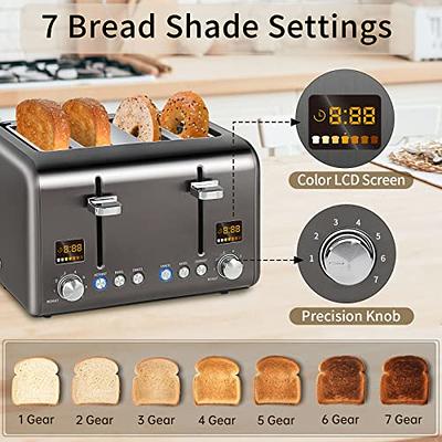 SEEDEEM Toaster 4 Slice, Stainless Bread Toaster Colorful LCD Display, 7  Bread Shade Settings, 1.4'' Wide Slots Toaster with Bagel/Defrost/Reheat  Functions, Removable Crumb Tray, Dark Metallic, 1800W - Yahoo Shopping